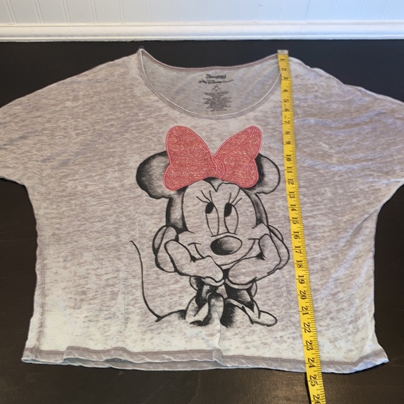 Disney mini mouse 3/4 distressed oversized beat neck lightweight shirt sz M GUC - Picture 7 of 8
